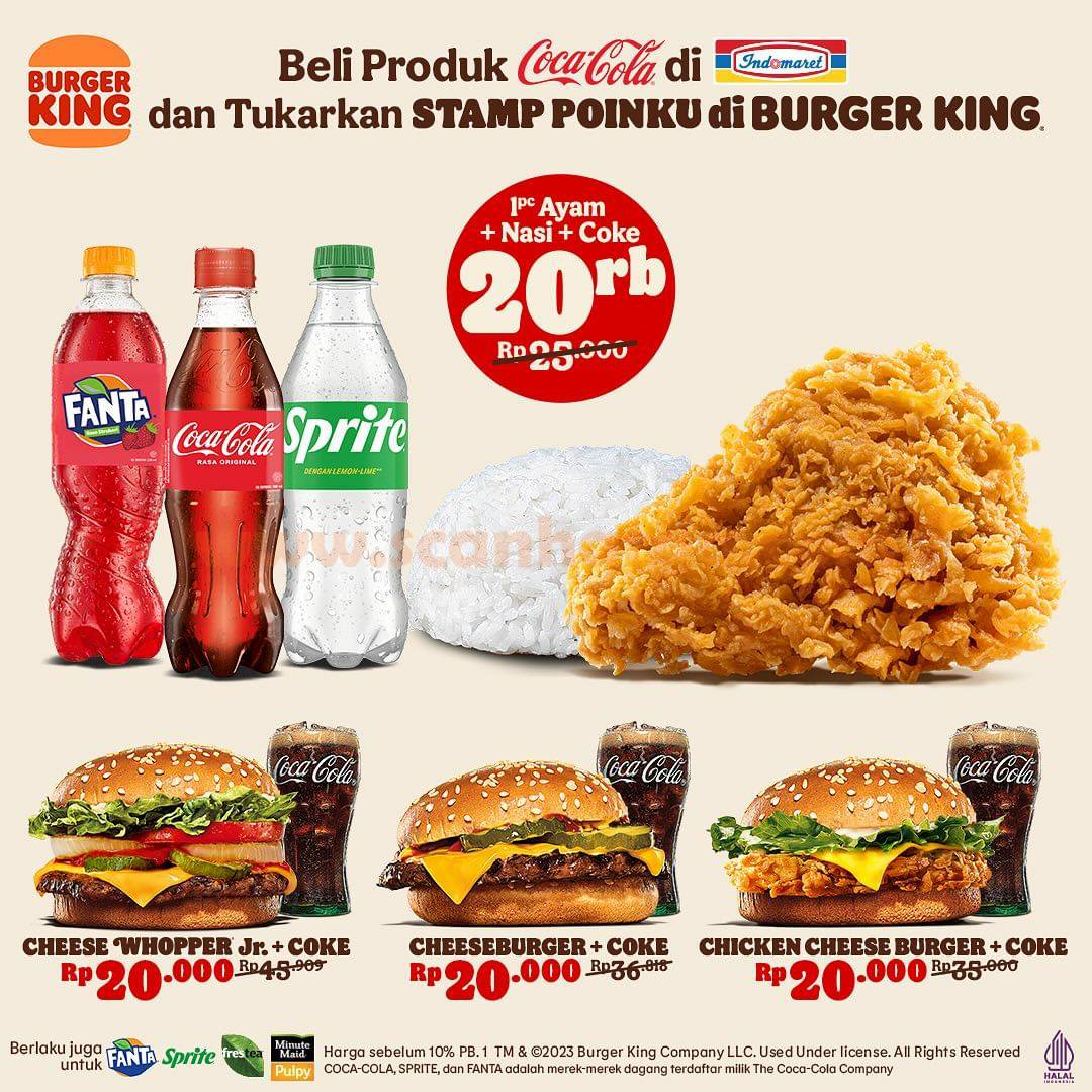 Promo BURGER KING – Beli COCA COLA di INDOMARET Dapat Tukar Stamp Poinku